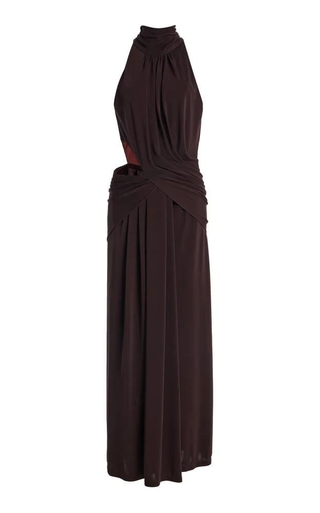 Retro Draped Midi Dress