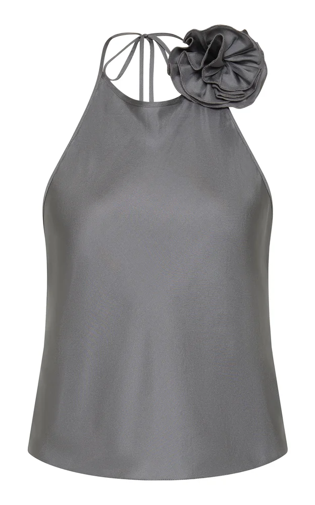 Silk Halter Rosette Top