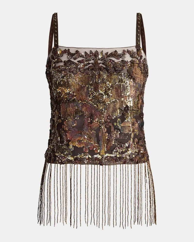 Sonara Fringe-Trim Embellished Top