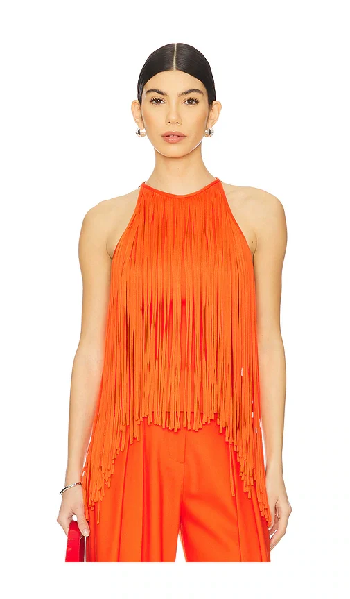 Fringe Neckline Halter Top