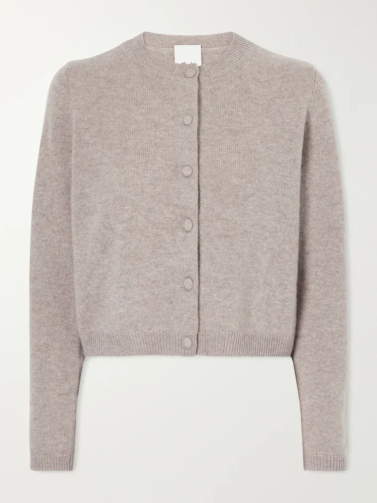 Cropped Rib-Trimmed Cashmere Cardigan