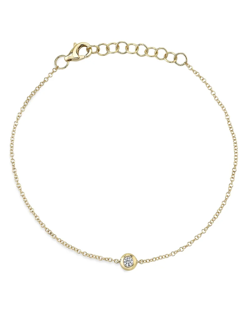 14K Yellow Gold Diamond Bezel Chain Bracelet