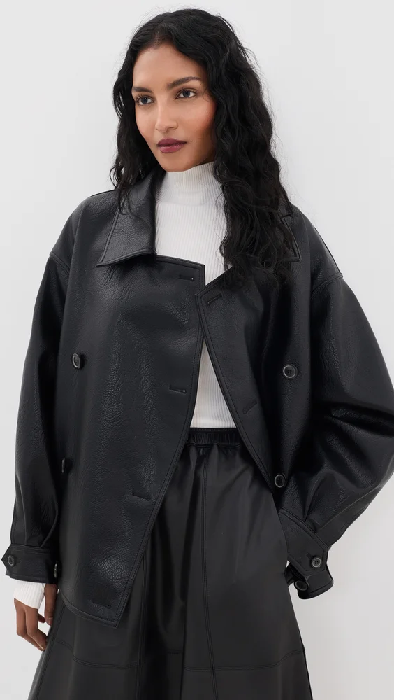 Vitellino Double Breasted Faux Leather Jacket