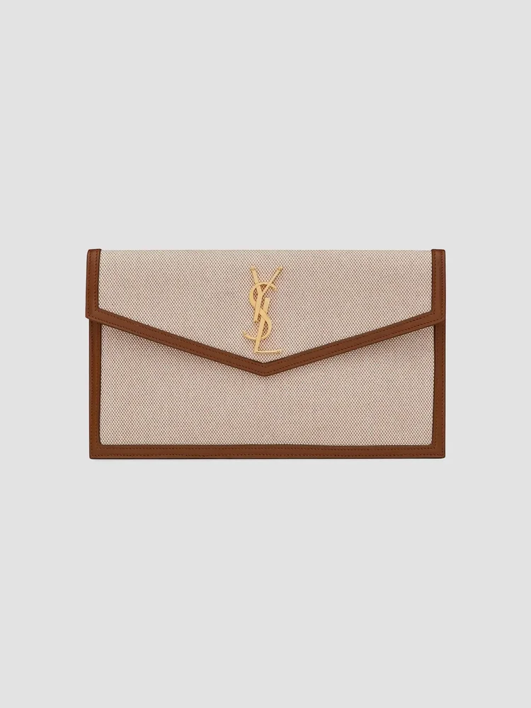 Uptown Pouch In Canvas And Smooth Leather