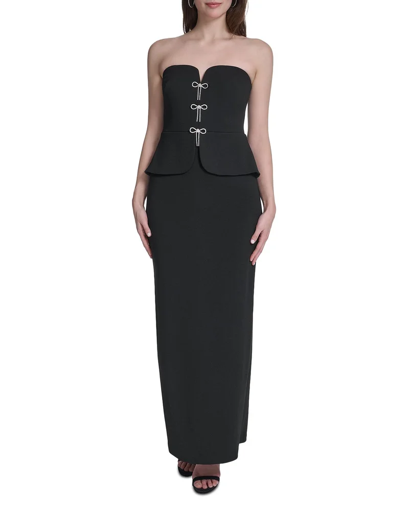Strapless Peplum Column Gown