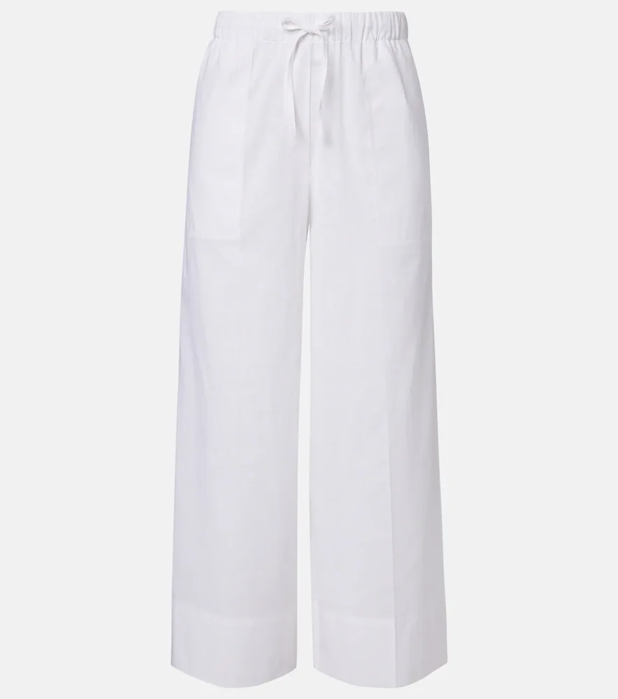 Cotton and linen wide-leg pants