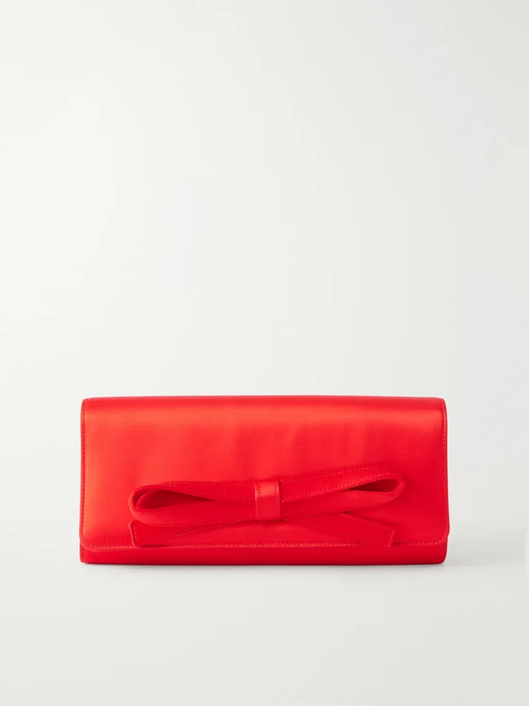 Margaret ribbon-detailed satin clutch