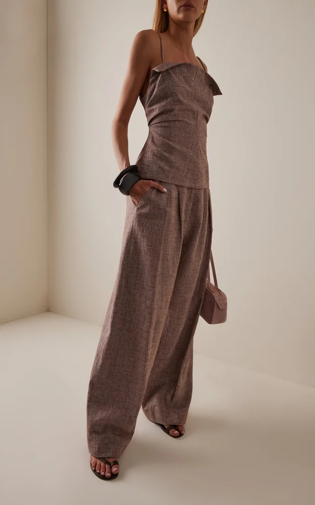 Walford Pleated Linen-Cotton Pants