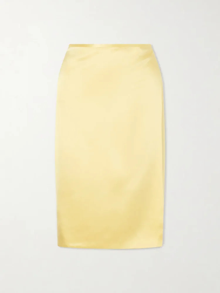 Rixa satin wrap midi skirt