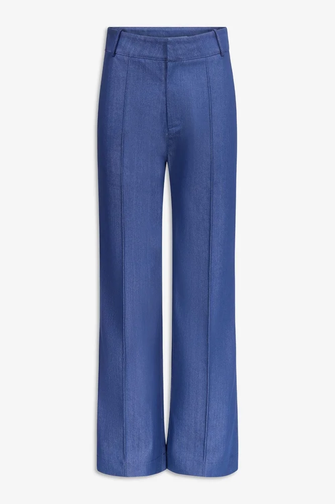 Blue denim straight pants