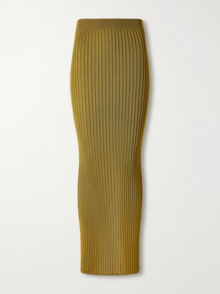 Ribbed stretch maxi skirt