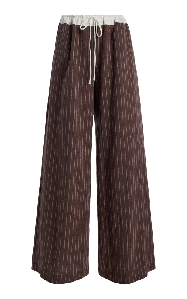 Verci Striped Cotton-Linen Wide-Leg Pants
