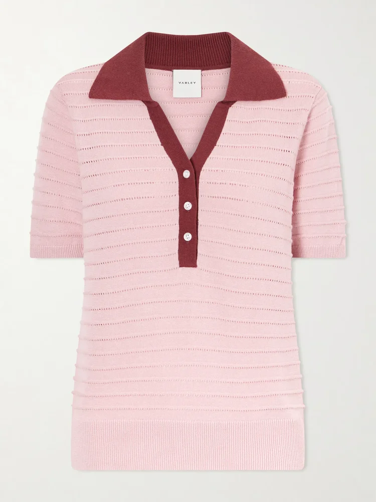 Wren cotton-blend knitted polo sweater