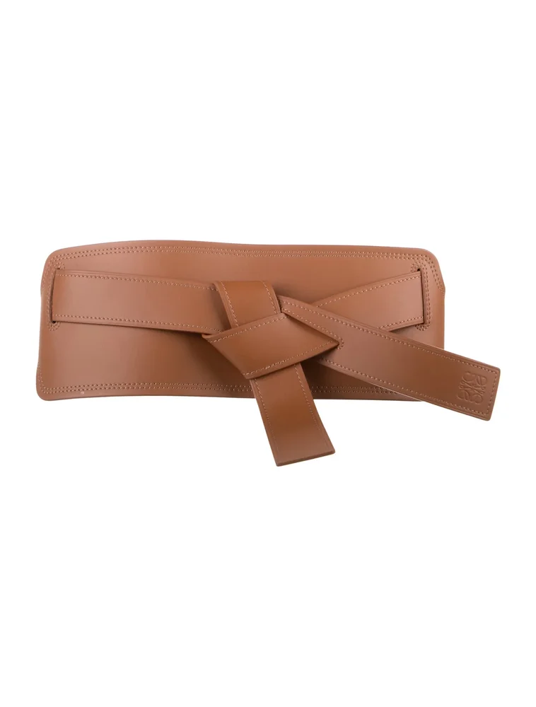 Wide Knotted Leather Waist Belt (Tan)