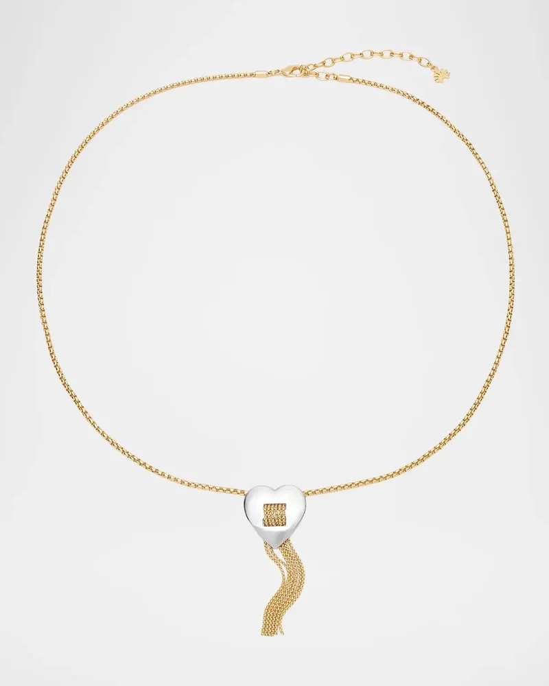 Desert Metal Sweetheart Two-Tone Fringe Pendant Necklace
