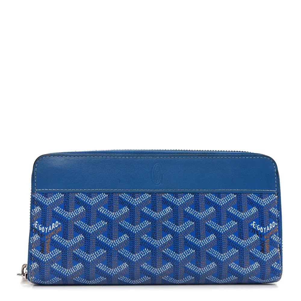 Goyardine Matignon Zip Around GM Wallet, Sky Blue