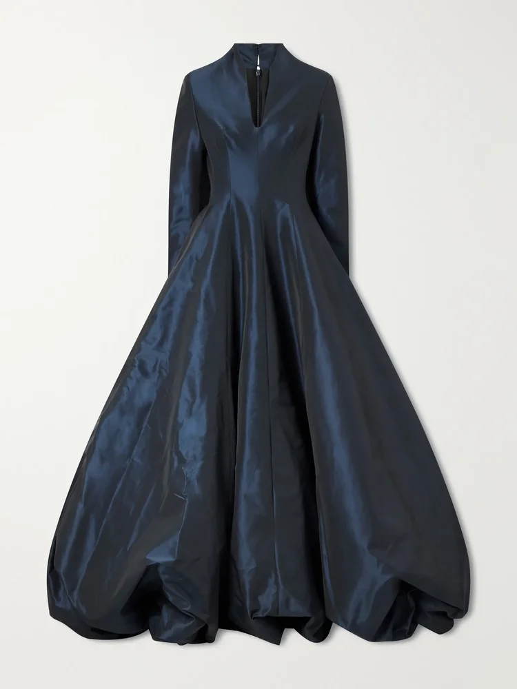 Pleated taffeta gown