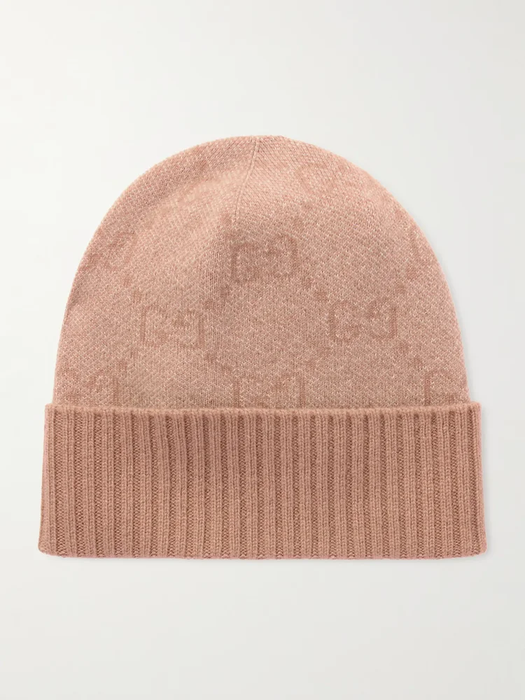 Logo-jacquard cashmere-blend beanie