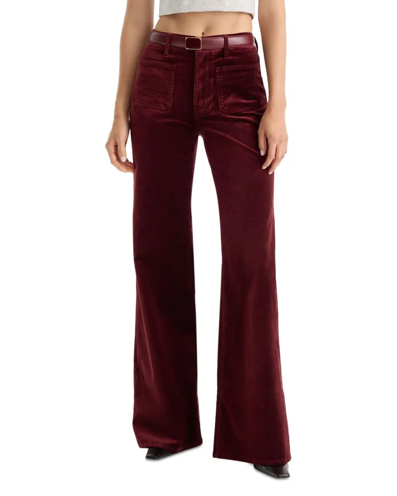 Good Waist Velvet High Rise Palazzo Jeans in Berry Noir