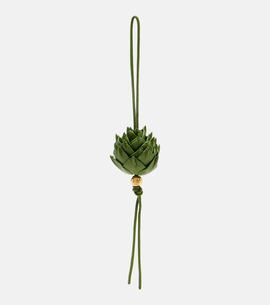 Artichoke leather bag charm