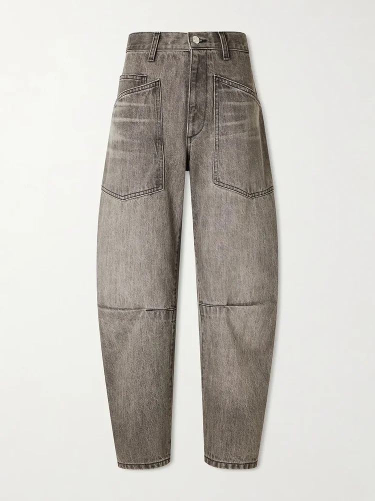 shon mid rise barrel leg jeans