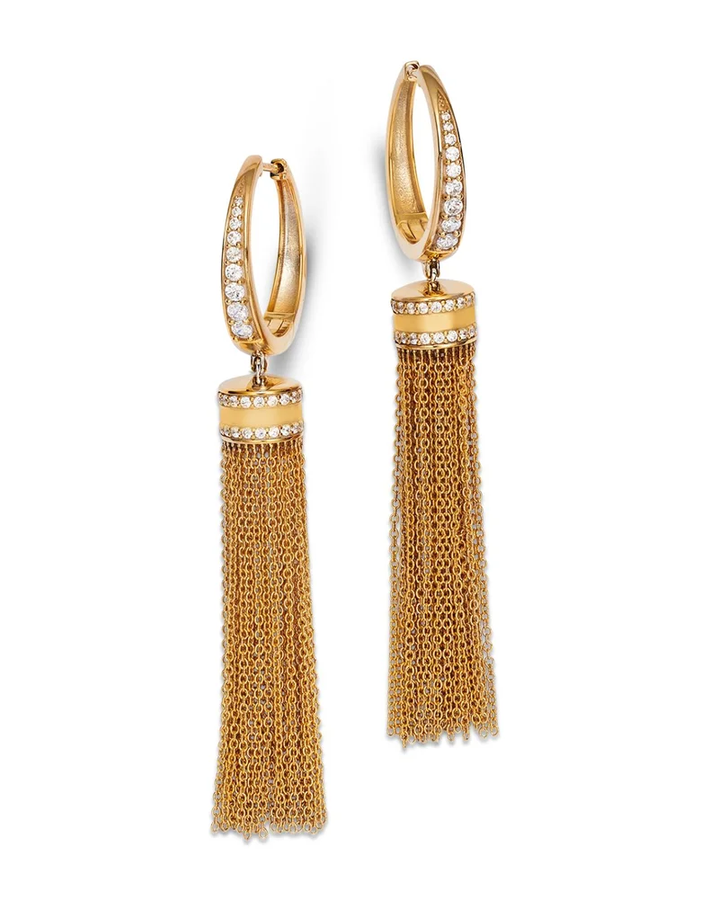 Diamond Tassel Drop Earrings in 14K Yellow Gold, 0.75 tcw