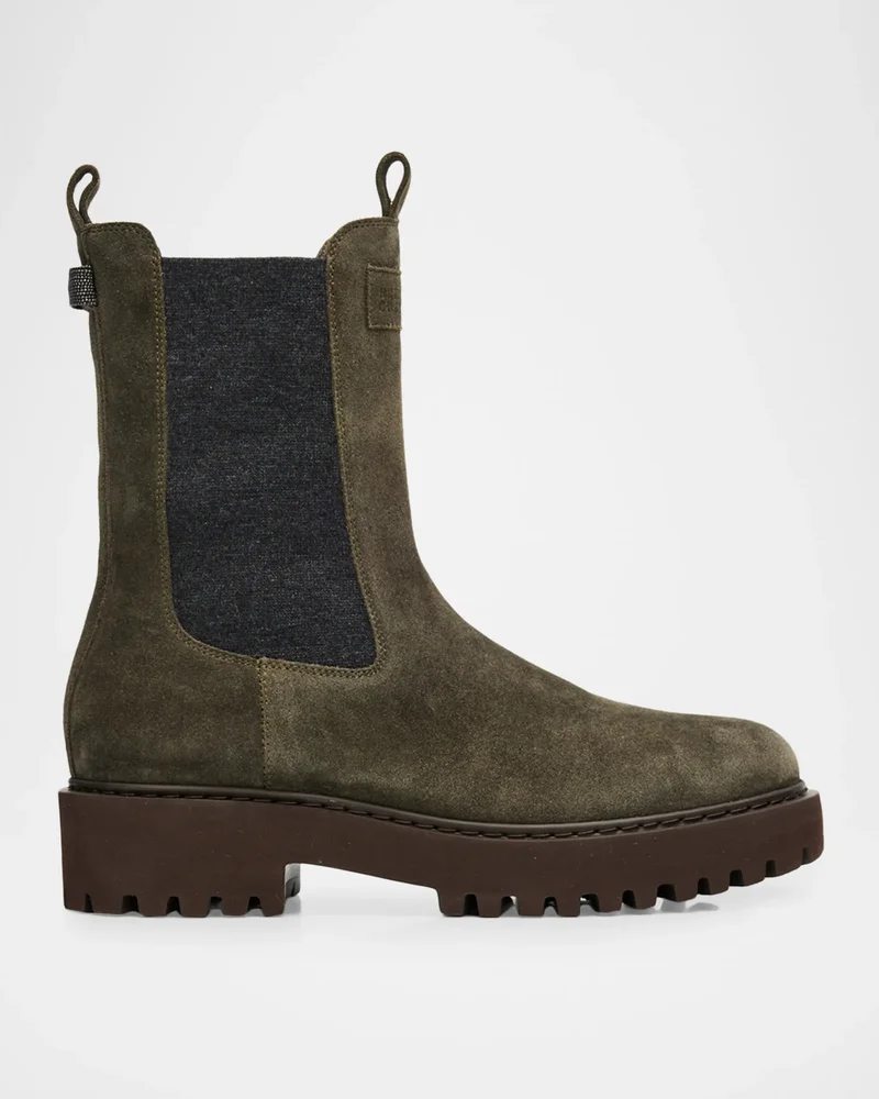 Suede Combat Boots
