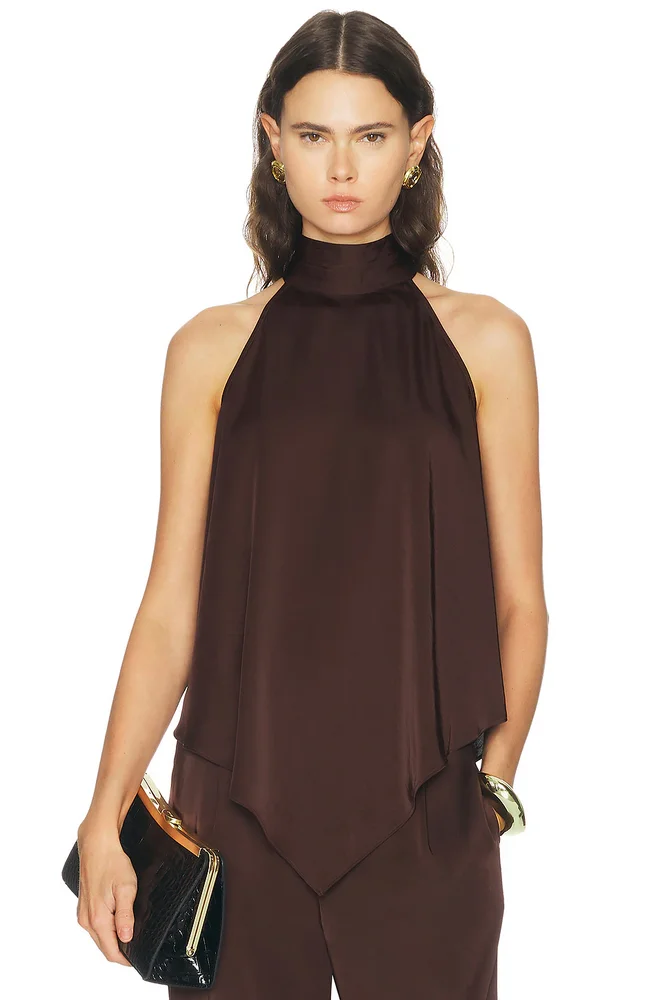 LaPointe Lightweight Satin Hankerchief Top