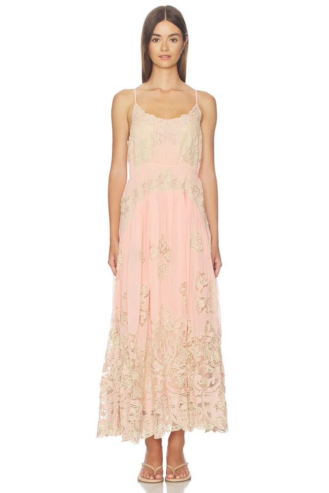 Gracelyn Lace Embroidered Maxi Slip Dress