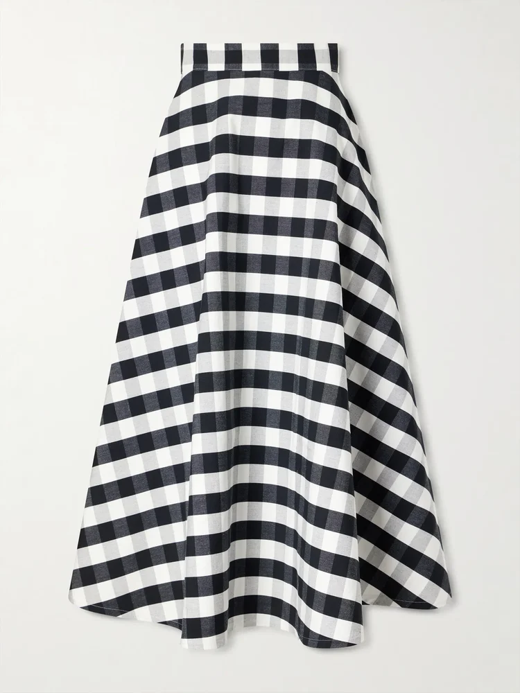 Vichy cotton-blend maxi skirt