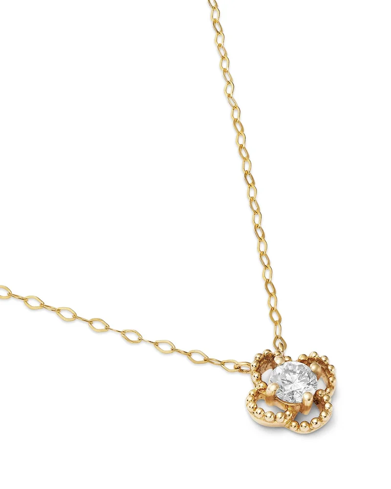 Luxe Collection Lab Grown Diamond Clover Pendant Necklace in 10K Yellow Gold, 17"