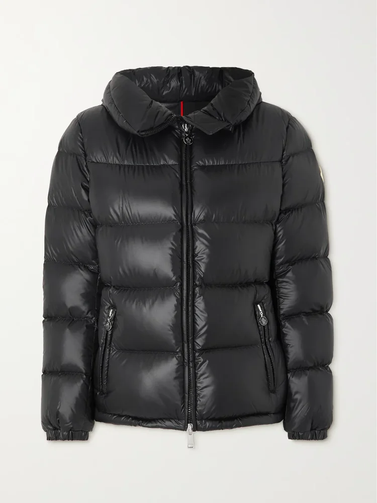 Douro hooded appliquéd quilted shell down jacket