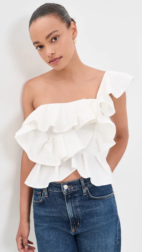 One Shoulder Ruffle Top