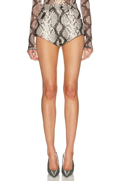 Faux Stretch Python Mini Short