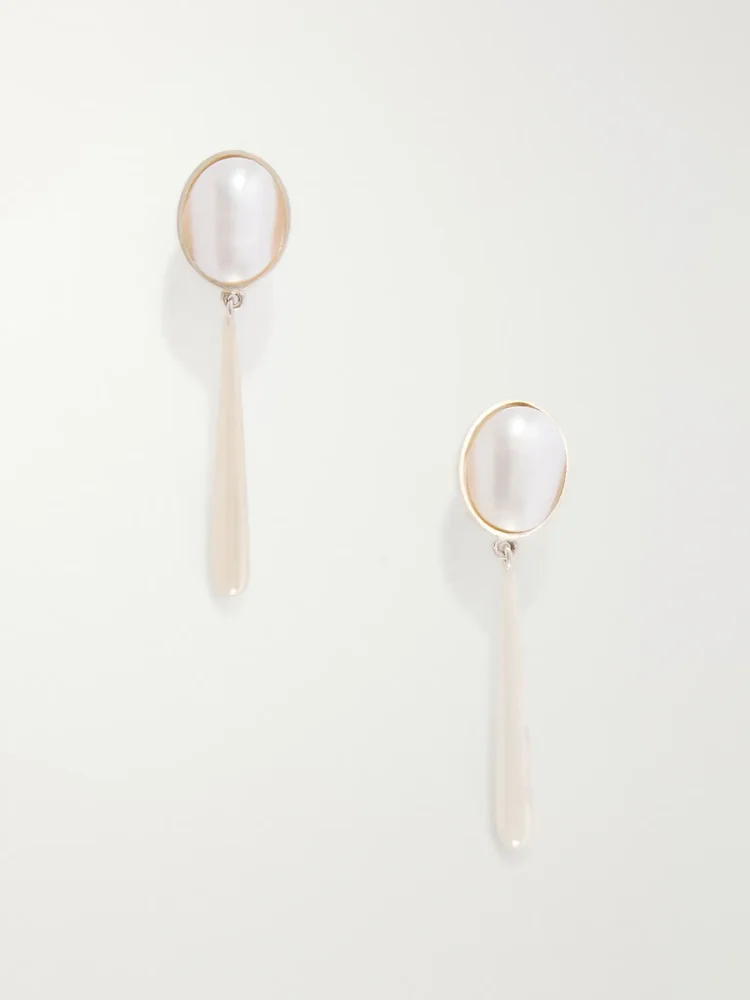 Costeau sterling silver pearl earrings