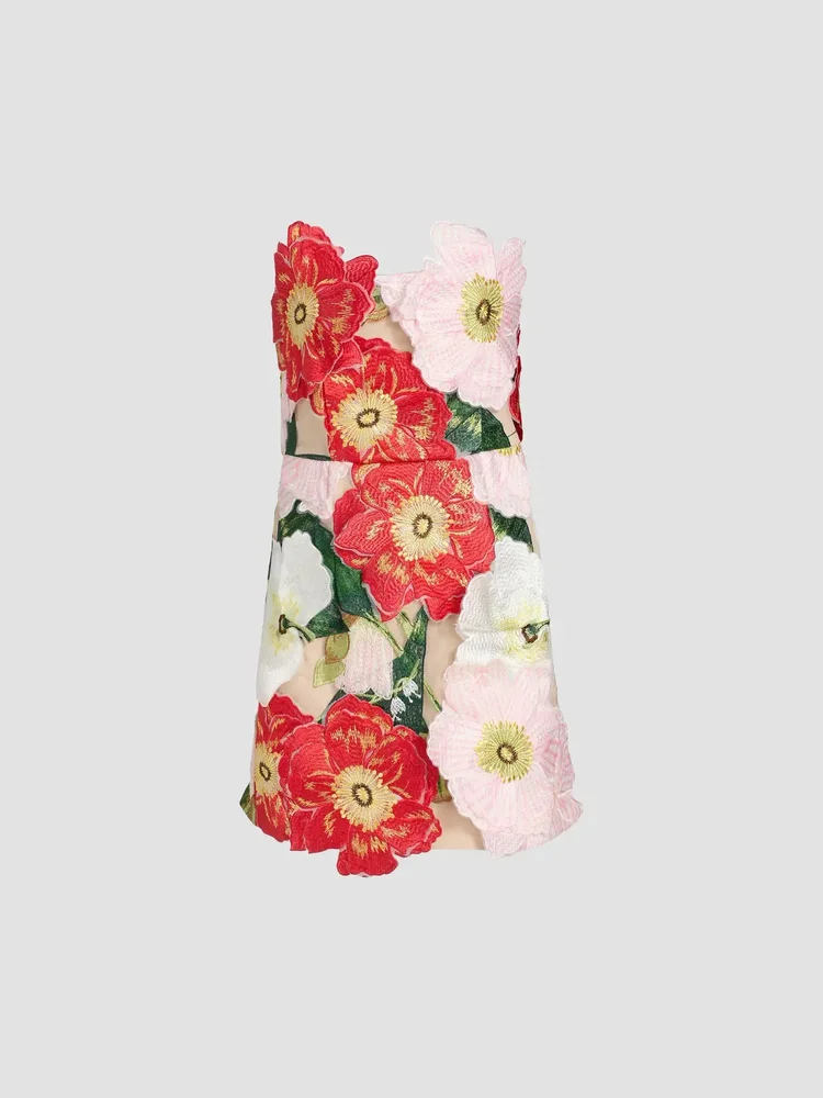 Solara 3D Floral Mesh Minidress