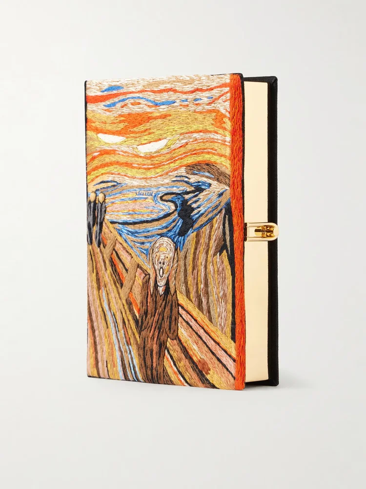 The Scream embroidered canvas clutch