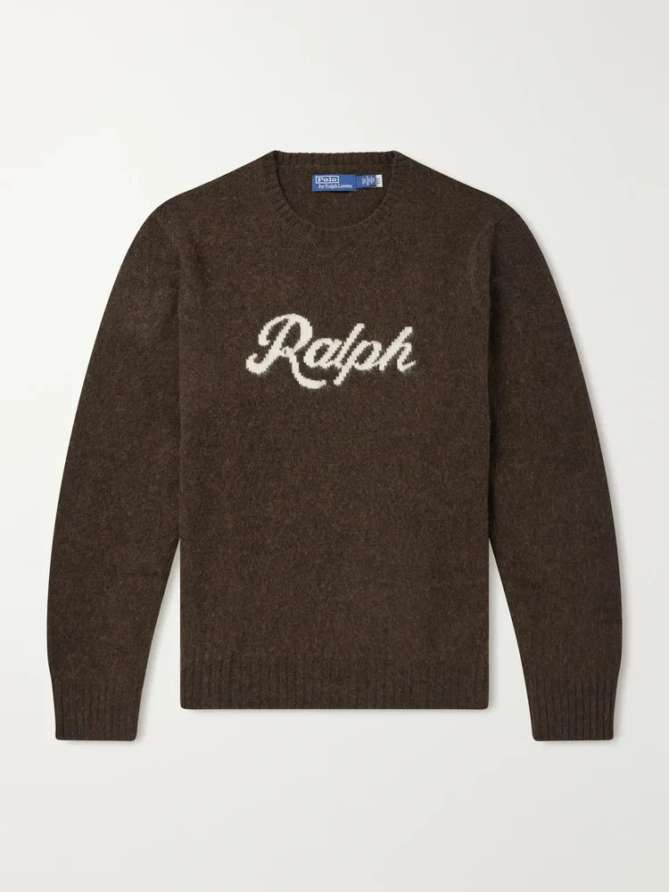 Logo-Intarsia Wool and Cashmere-Blend Sweater