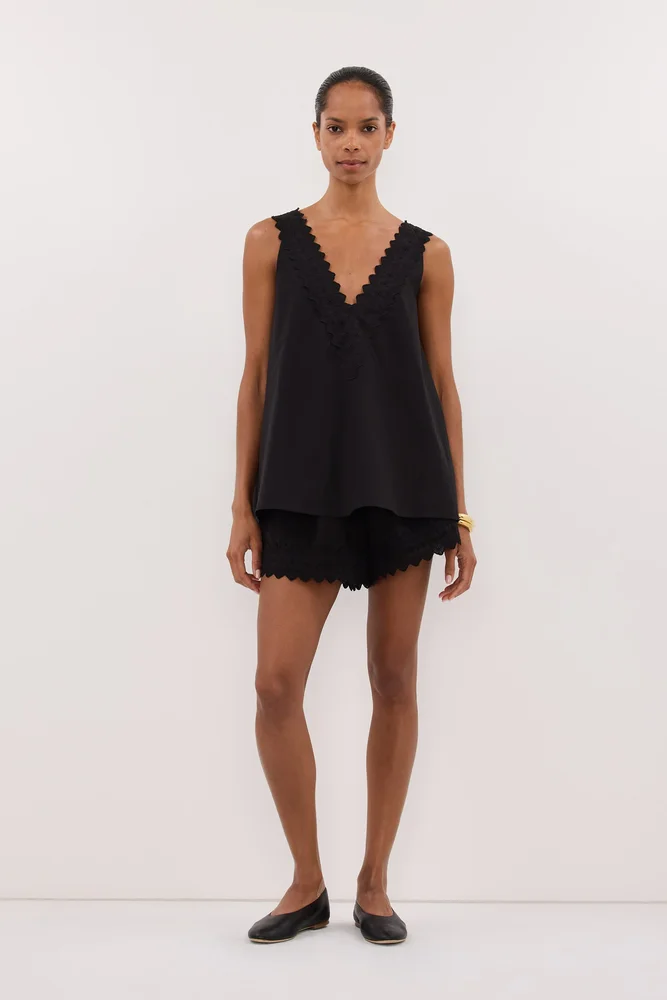 dissh.com.au ANNABEL BLACK V NECK TOP
