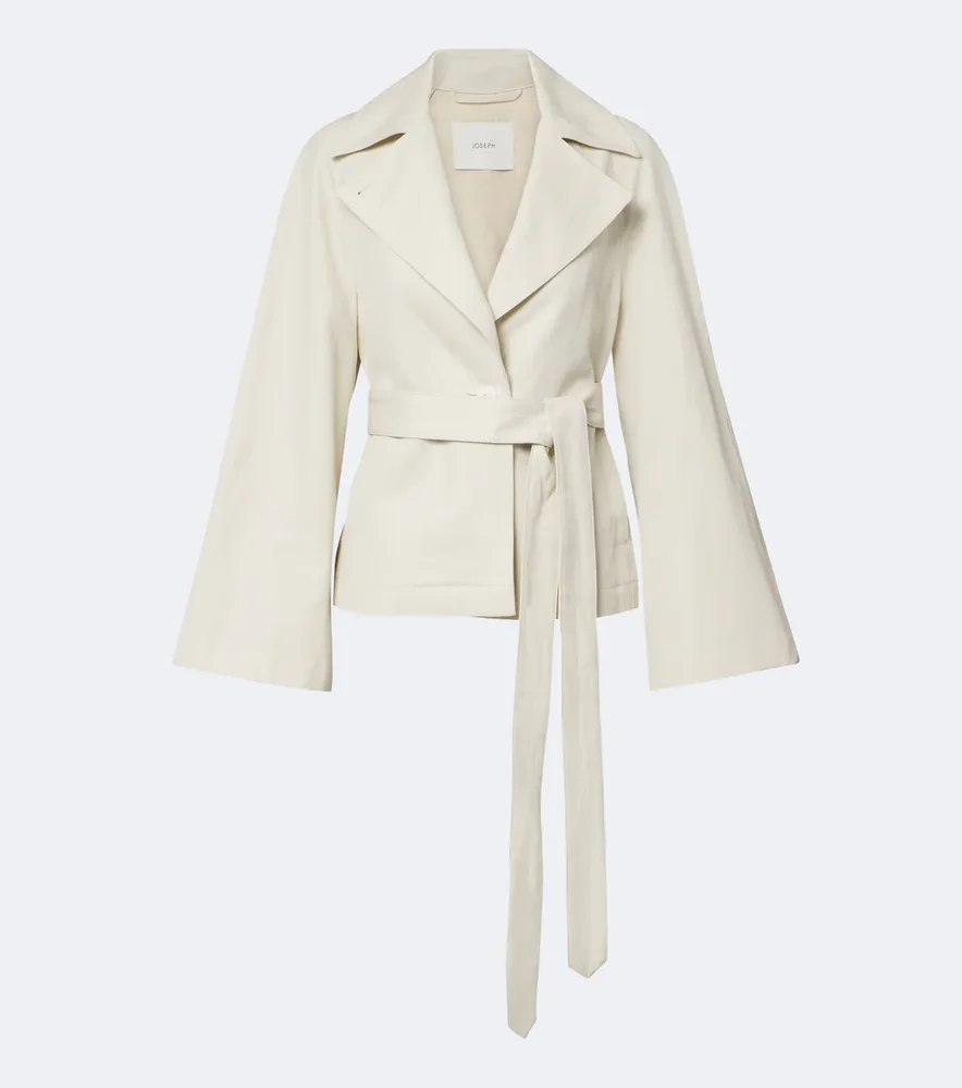 Leda belted cotton and linen twill jacket