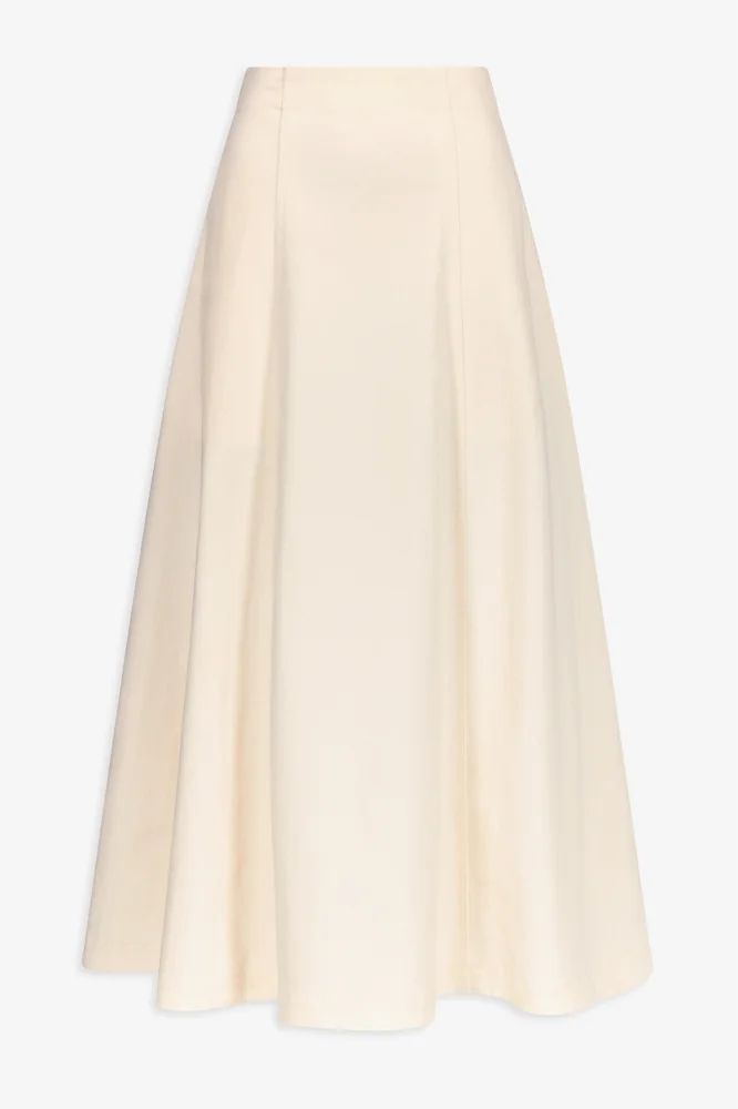 Denim midi skirt with pockets - Ecru