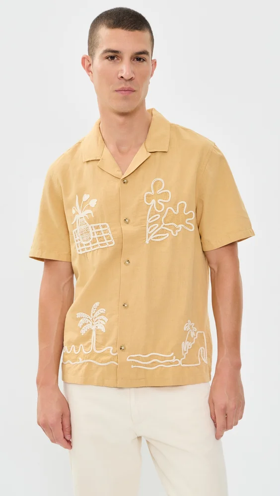 Embroidered Resort Button Down Shirt
