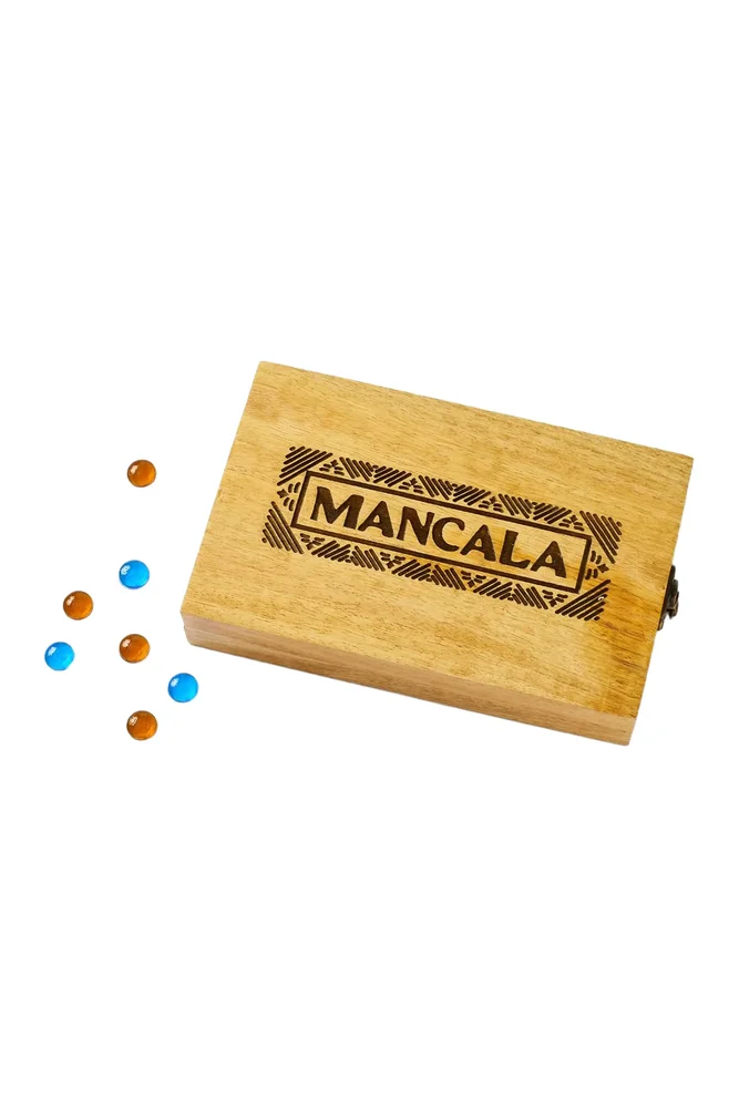 Mancala Wooden Game Set, Hand Carved Mango Wood