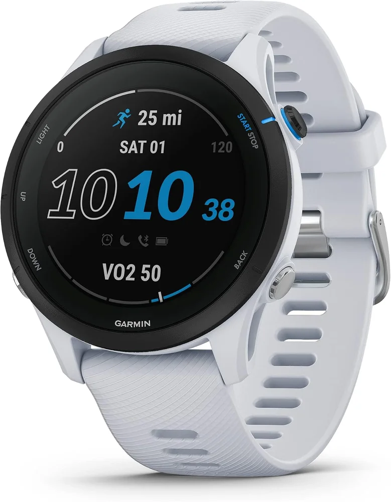 Garmin Forerunner 255 Music GPS Running Smartwatch, 46mm, White