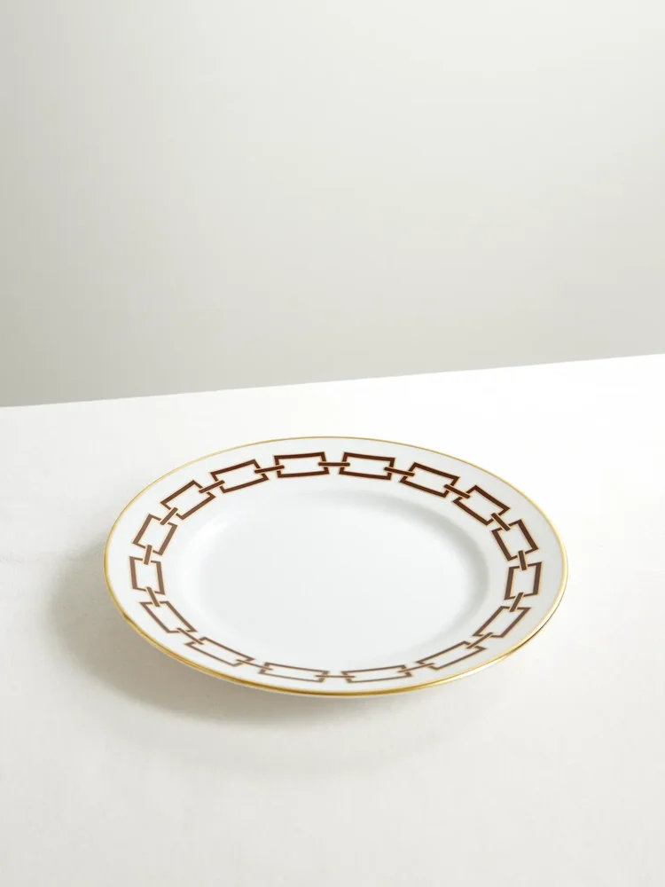 Catene gold-plated porcelain dessert plate