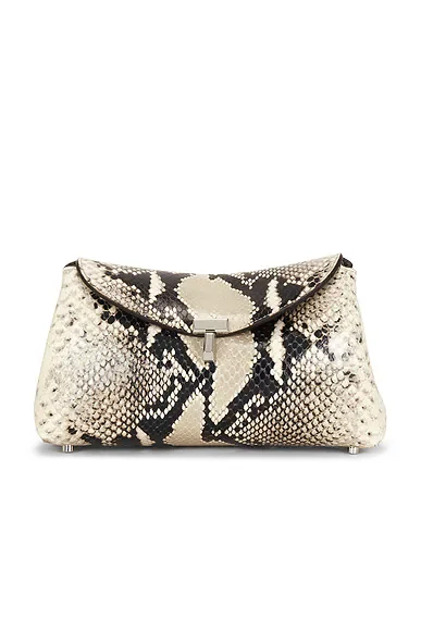 Mini T-Lock Python Embossed Clutch