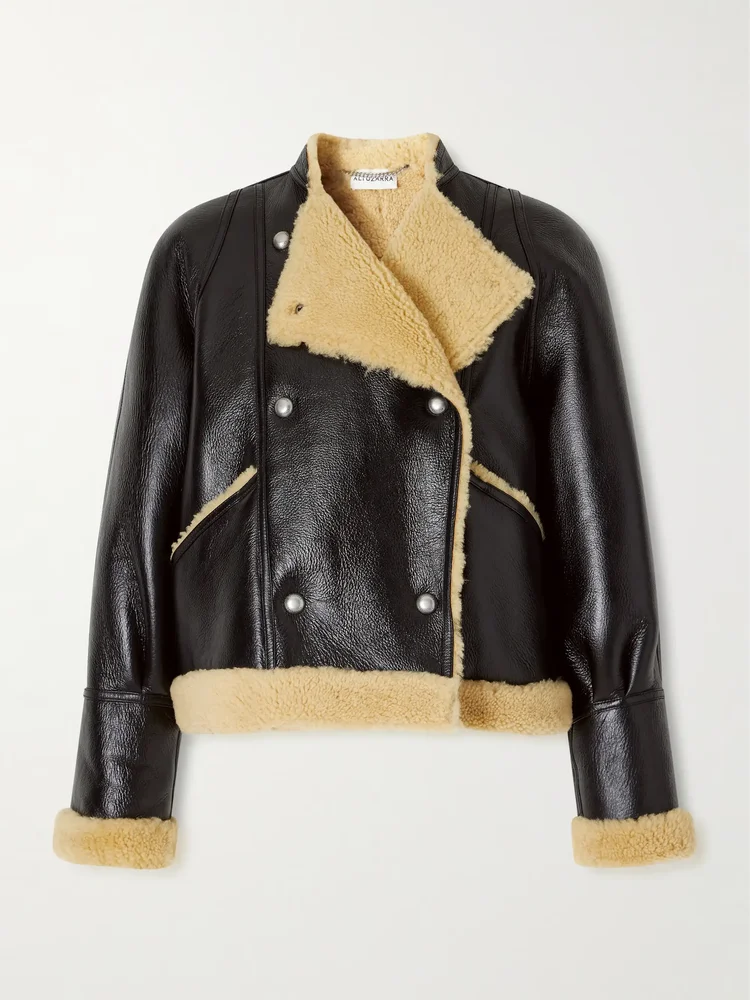 Kenny shearling-trimmed leather coat
