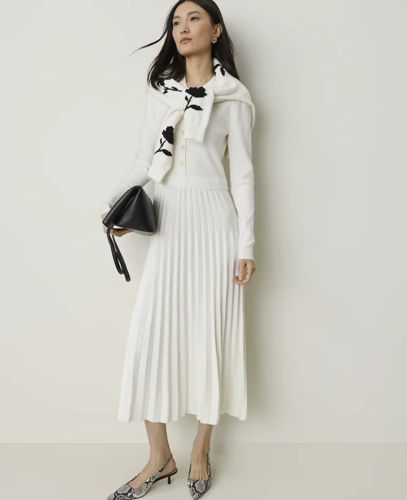 Pleated Polo Midi Dress