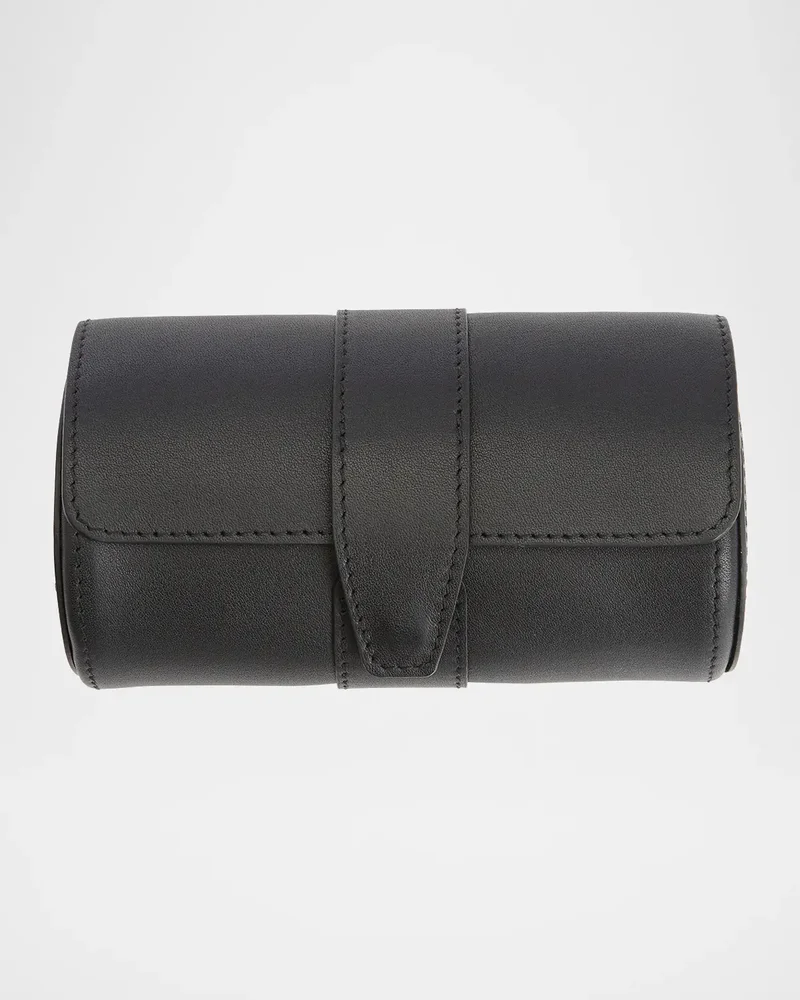 Personalized Suede-Lined Leather Double Watch Roll