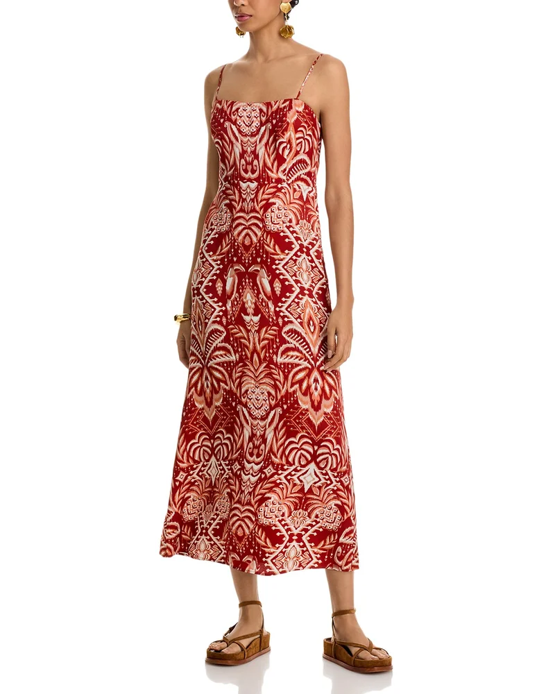Tropical Tapestry Red Slip Dress